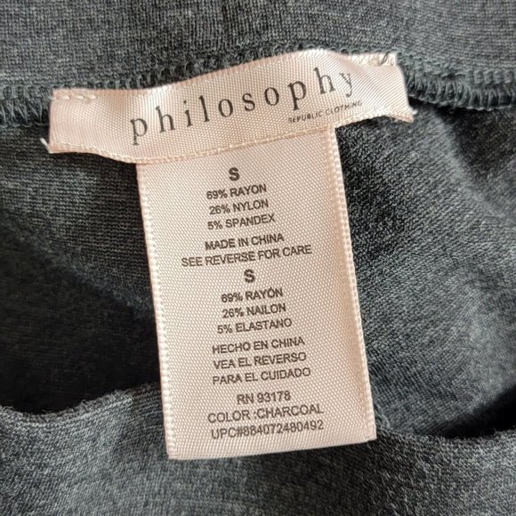 Philosophy Leggings Womens Small Charcoal Gray Stretch Pant Wide Waistband - Picture 10 of 11